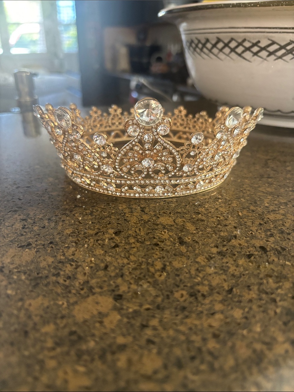 Gold Rhinestone Crystal Mini Tiara Crown